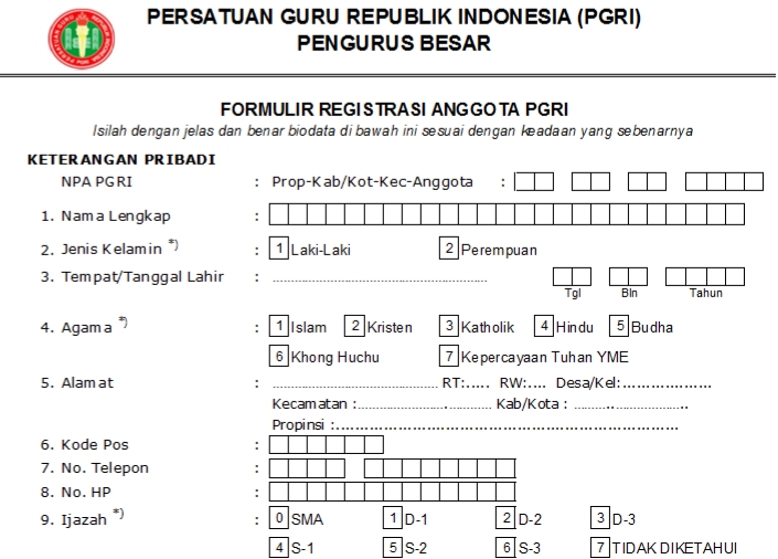 Pendaftaran PGRI Kenjeran - Persatuan Guru Republik Indonesia Cabang Kenjeran